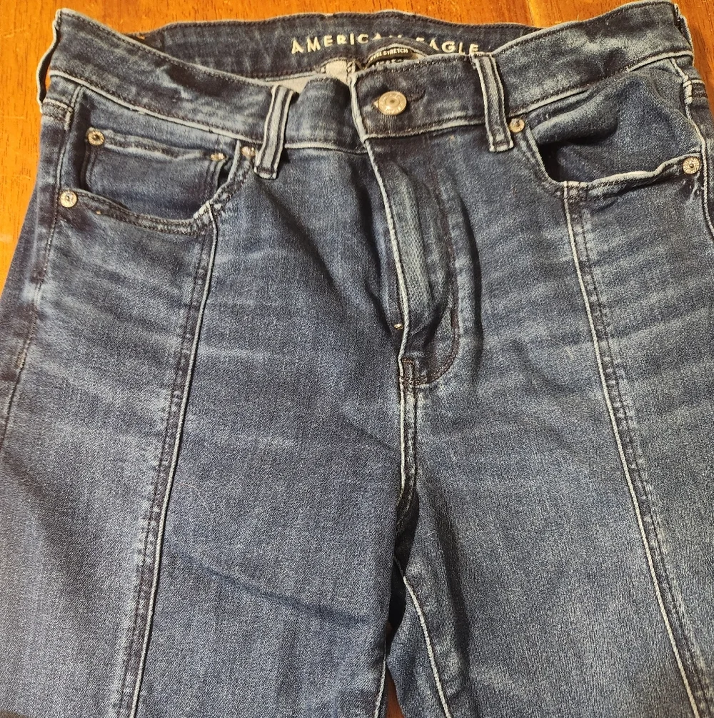 American Eagle Outfitters Dark Blue Flare Jeans - Picture 3 of 6